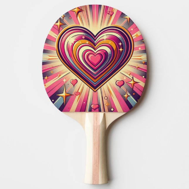 70s pop art heart/Valentines  Ping Pong Paddle (Front)