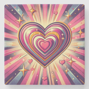 70s pop art heart/Valentines  Stone Coaster