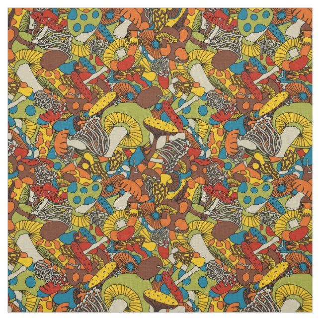 70s psychedelic mushroom fabric (Swatch)