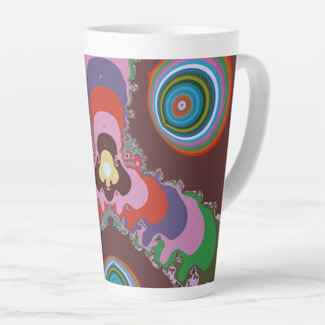 70s Psychedelic Pattern Retro Art Latte Mug (Right Angle)