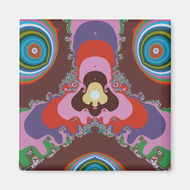 70s Psychedelic Pattern Retro Art Magnet (Front)