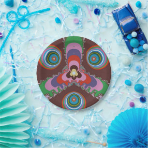 70s Psychedelic Pattern Retro Art Paper Plate