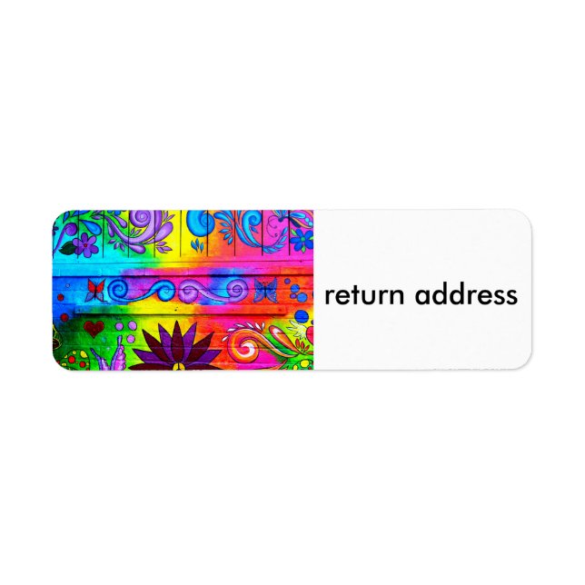 70's psychedelic style return address labels (Front)