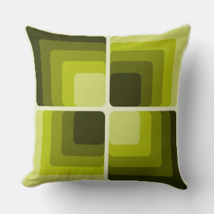 70s Rainbow Squares Monochrome Green Cushion