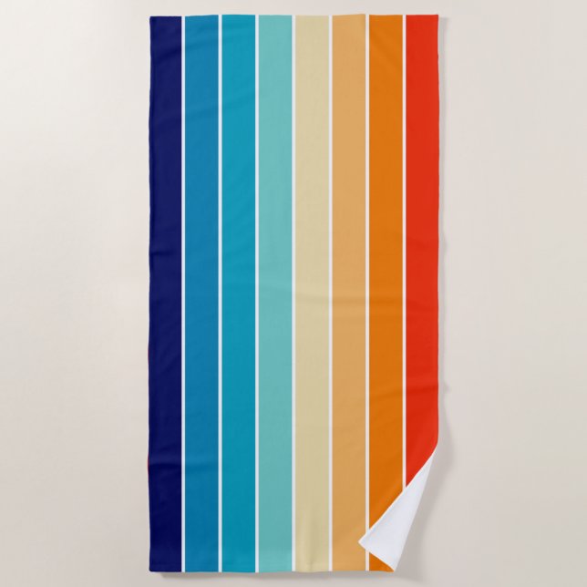 70s Rainbow Stripes Beach Towel (Front)