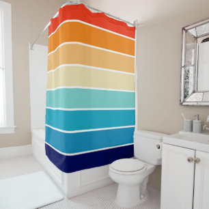 70s Rainbow Stripes Shower Curtain
