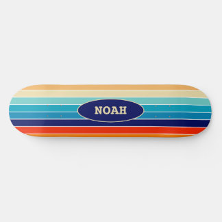 70s Rainbow Stripes Skateboard