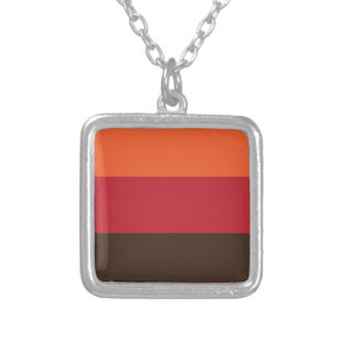 70s Retro 3 Striped Vintage Colour Pattern Silver Plated Necklace