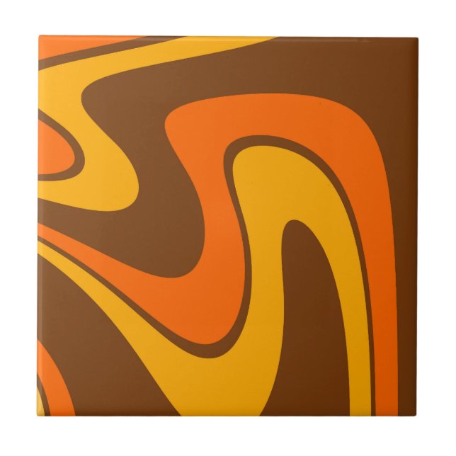 70s Retro Abstract Lava Design Ceramic Tile (Front)