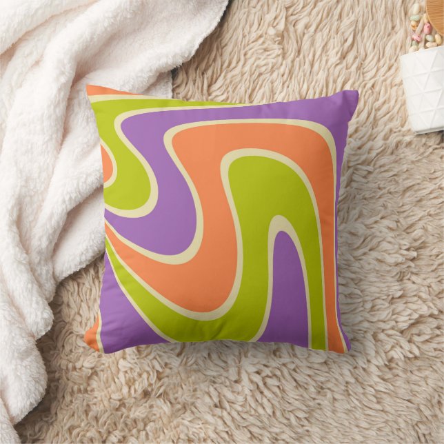 70s Retro Abstract Lava Design Cushion (Blanket)