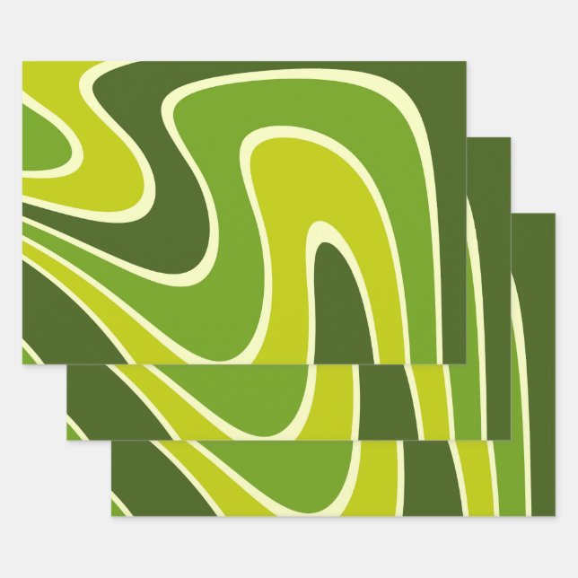 70s Retro Abstract Lava Design Wrapping Paper Sheet (Set)