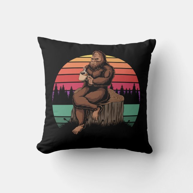 70s Retro Bigfoot & Coffee Cushion (Front)