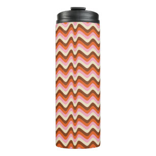 70s retro brown and pink wave pattern thermal tumbler