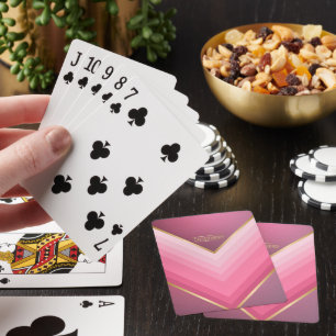 70s Retro Chic Pink And Gold Personalised Playing Cards