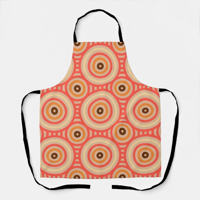 70s Retro Circular Geometric Pattern. Apron (Front)
