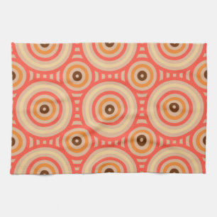 70s Retro Circular Geometric Pattern. Tea Towel