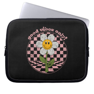 70's Retro Daisy   Good Vibes Only Laptop Sleeve