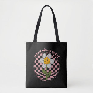 70's Retro Daisy   Good Vibes Only Tote Bag