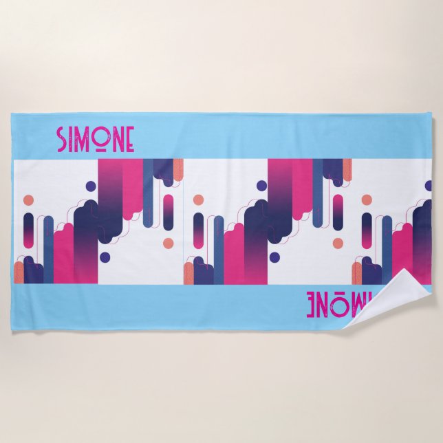 70s Retro Drops Create your own - Custom Name  Beach Towel (Front)