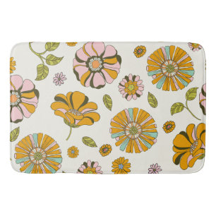 70's Retro Floral Pattern Bath Mat