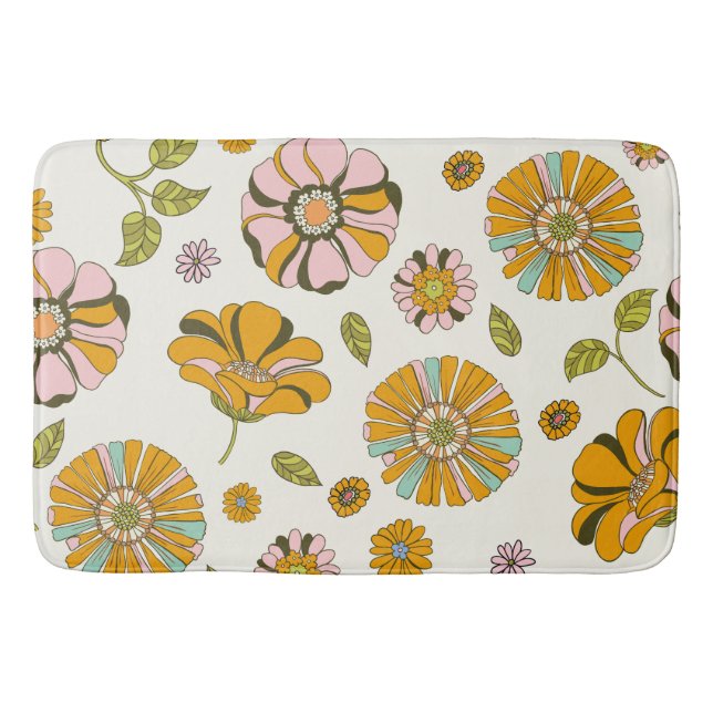 70's Retro Floral Pattern Bath Mat (Front)