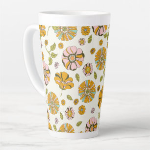 70's Retro Floral Pattern Latte Mug