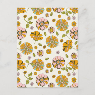 70's Retro Floral Pattern Postcard