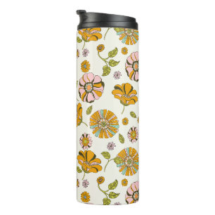 70's Retro Floral Pattern Thermal Tumbler