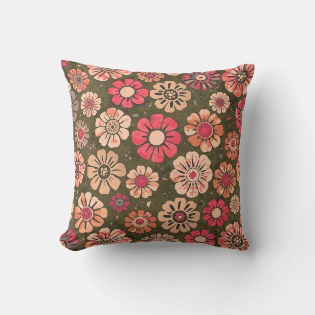 70s Retro Flower Pattern  Cushion (Front)