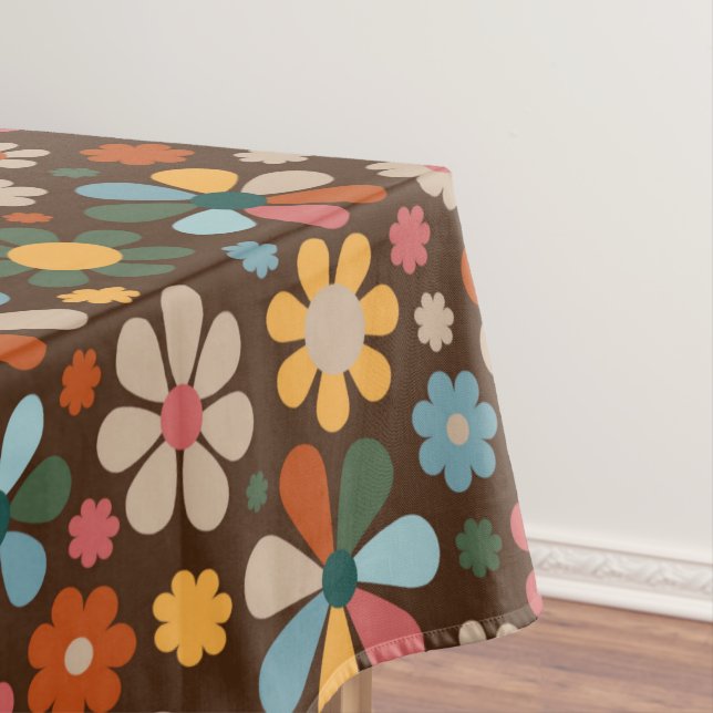 70's Retro Flower Pattern Tablecloth (In Situ)