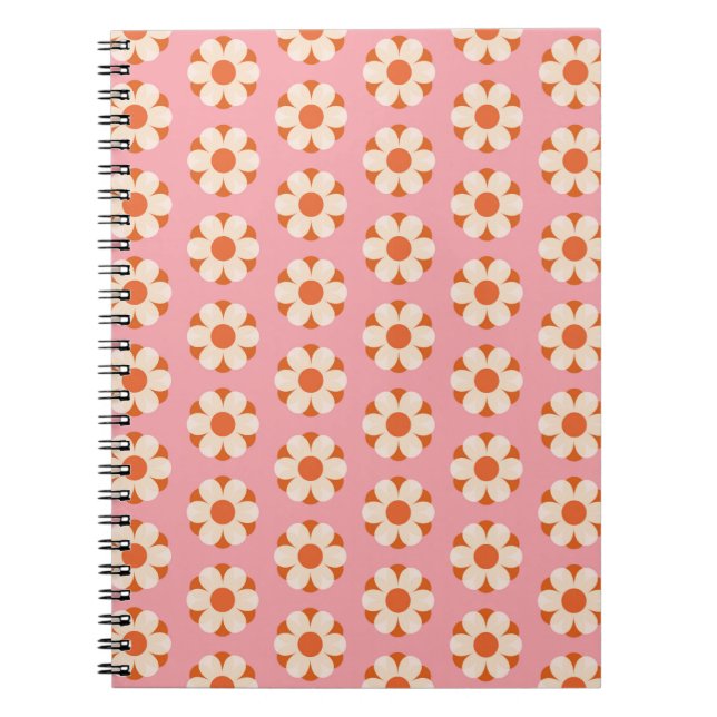 70s Retro flower power pattern backgroundretro, 70 Notebook (Front)