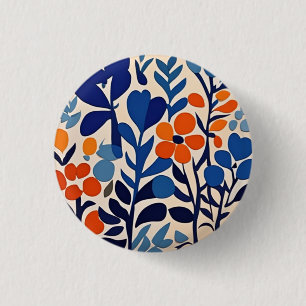 70's retro flowers 3 cm round badge