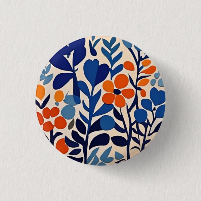 70's retro flowers 3 cm round badge (Front)