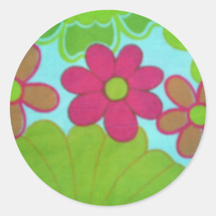 70's Retro Flower's Classic Round Sticker