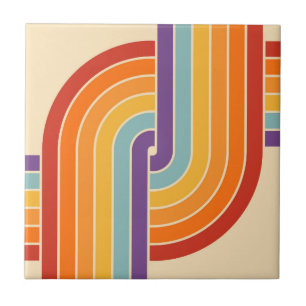 70s Retro Geometric Design Ceramic Tile