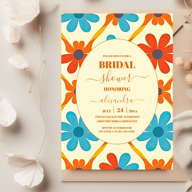 70's Retro Groovy Orange Bridal Shower Invitation (Creator Uploaded)