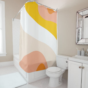 70s Retro Groovy Pattern Peach, Yellow, Orange Shower Curtain