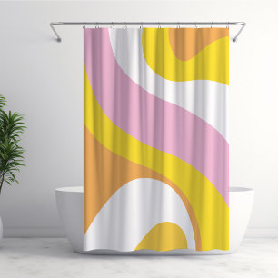 70s Retro Groovy Pattern Pink, Yellow, Orange Shower Curtain