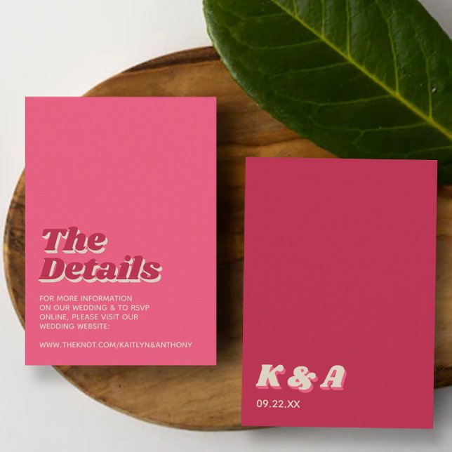 70's Retro Groovy Viva Magenta Wedding Detail Enclosure Card (Creator Uploaded)