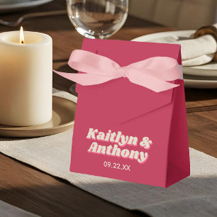 70's Retro Groovy Viva Magenta Wedding Favour Box
