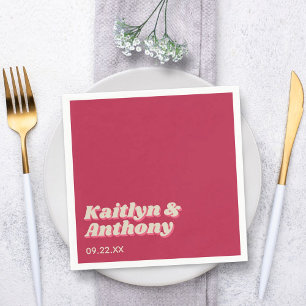 70's Retro Groovy Viva Magenta Wedding Napkin