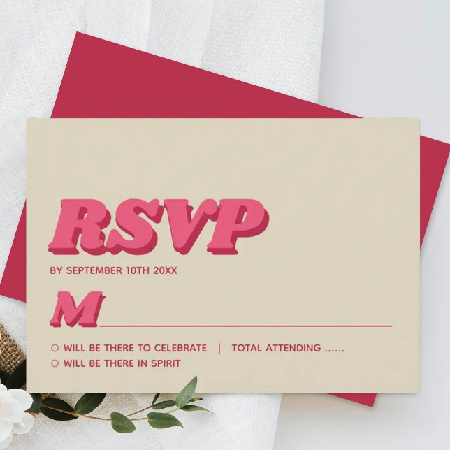 70's Retro Groovy Viva Magenta Wedding RSVP Card (Creator Uploaded)