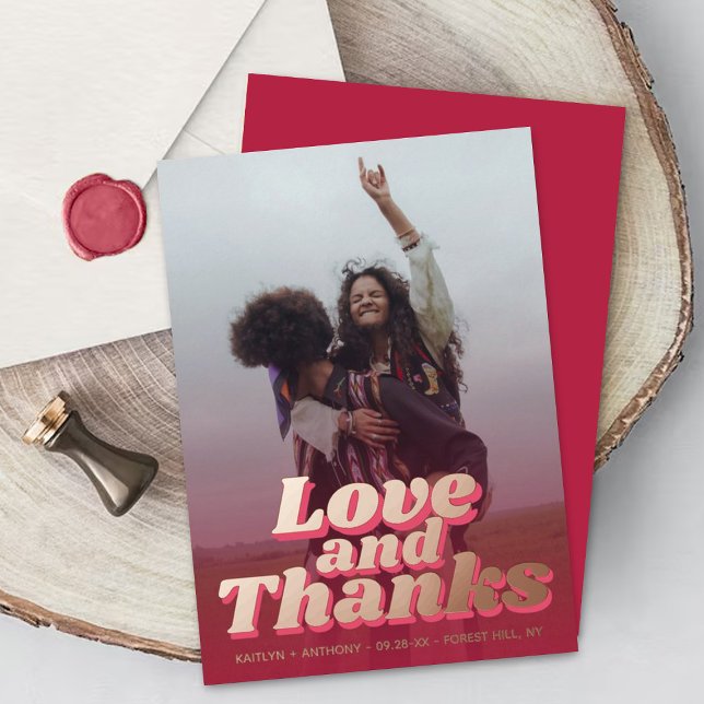 70's Retro Groovy Viva Magenta Wedding Thank You (Creator Uploaded)