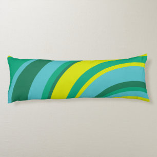 70s Retro Groovy Wave Rainbow Teal Green Body Cushion