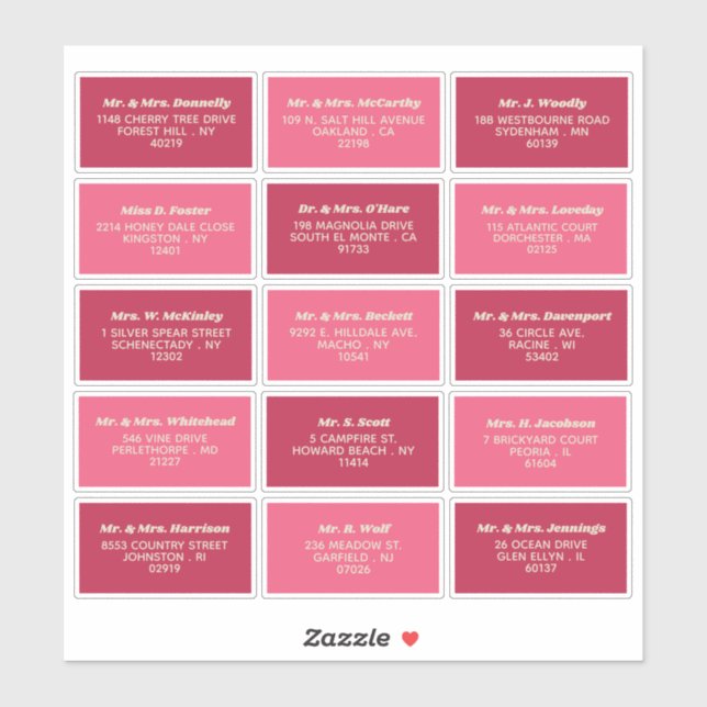 70's Retro Groovy Wedding Individual Guest Address (Sheet)