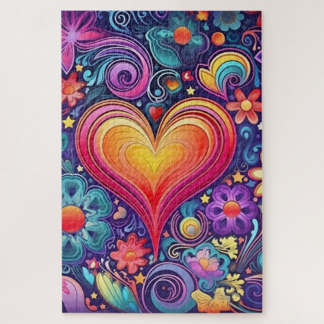 70s Retro Heart Puzzle (Vertical)