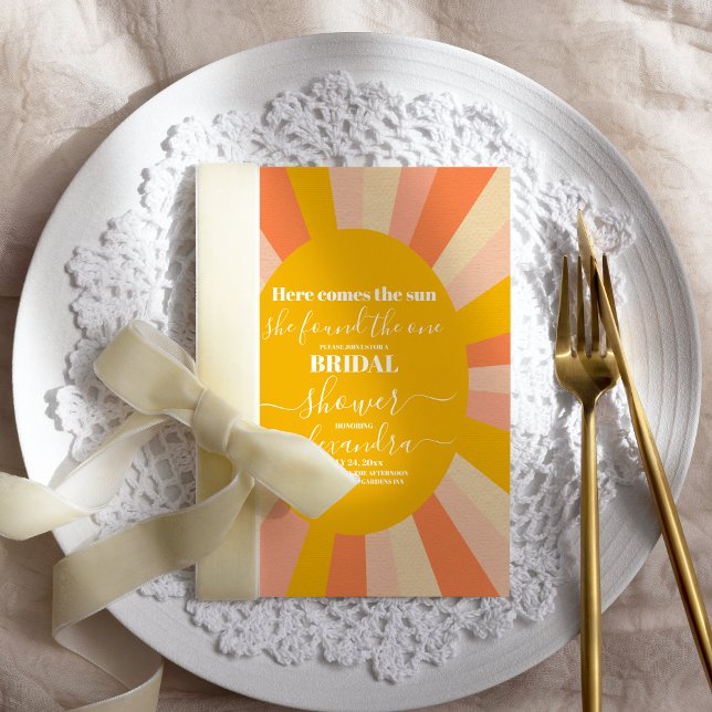 70s Retro Here Comes the Sun Bridal Shower  Invitation (Creator Uploaded)