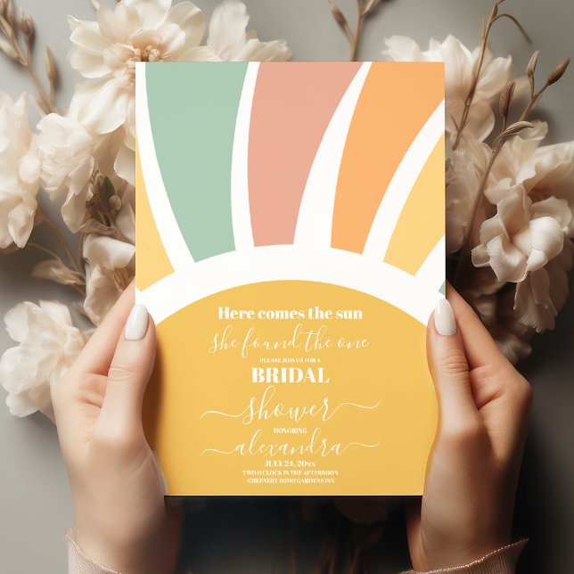 70s Retro Here Comes the Sun Bridal Shower  Invitation (Creator Uploaded)