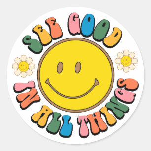 70s Retro Hippie Sublimation Bundle Classic Round Sticker