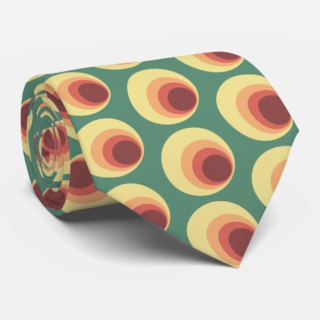 70's Retro Inspired Circle Pattern Tie (Rolled)